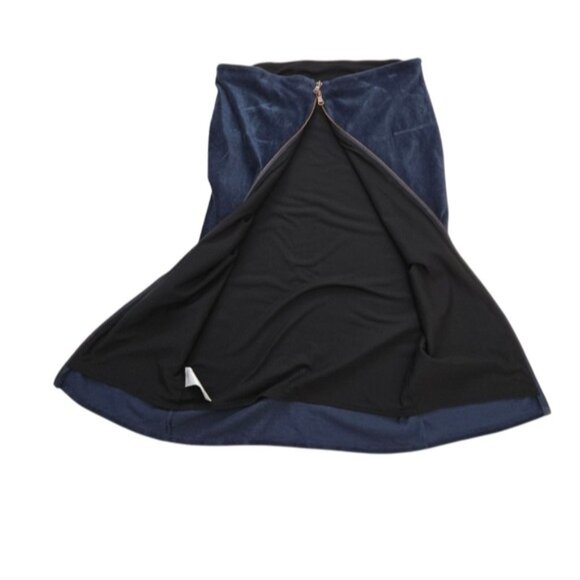 UO Copperative Navy Blue Stretch Corduroy Knee Length Full Zip Skirt Large - Picture 6 of 12
